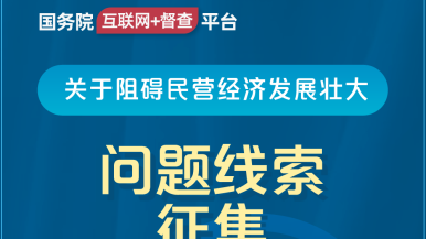 日逼日逼日逼国务院“互联网+督查”平台公开征集阻碍民营经济发展壮大问题线索